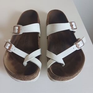 Birkenstock Mayari Sandals Slides Women Size 37 US 6 White Leather Comfort